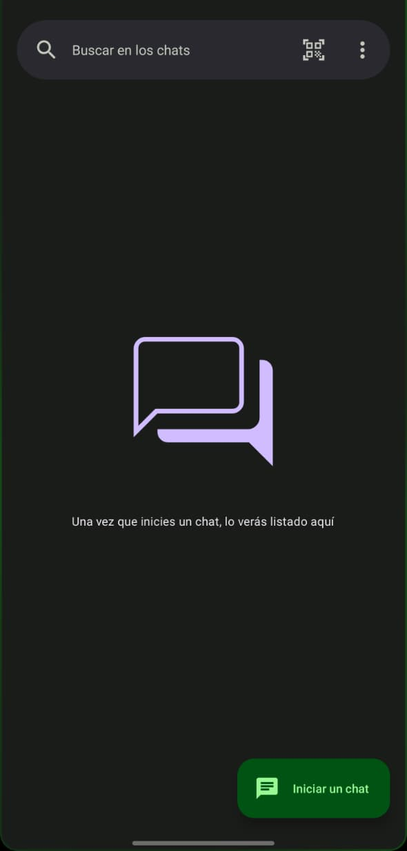 Pantalla principal de Conversations lista para iniciar un chat